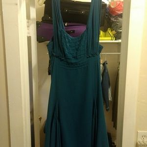 Teal flowy cocktail dress